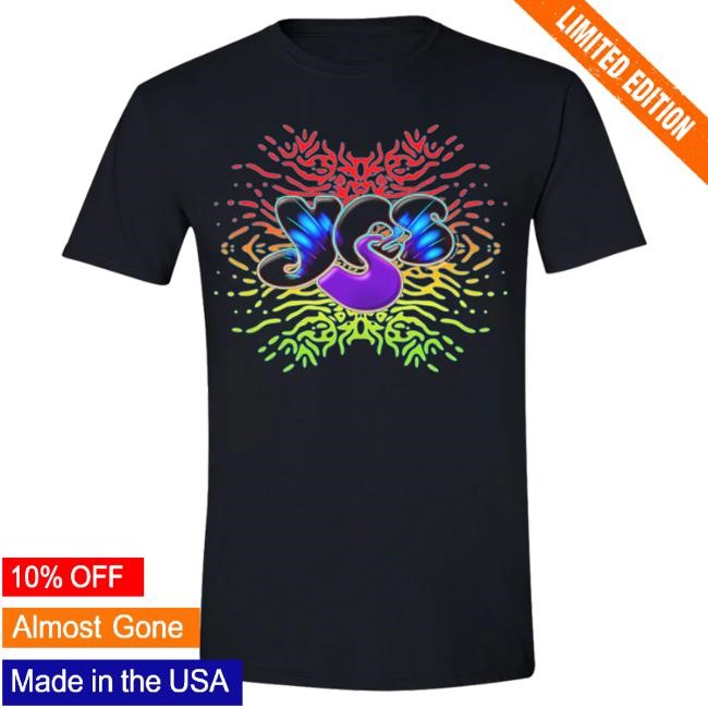 Yes Official Store Rainbow Abstract Logo 2024 Tour Black T-Shirts