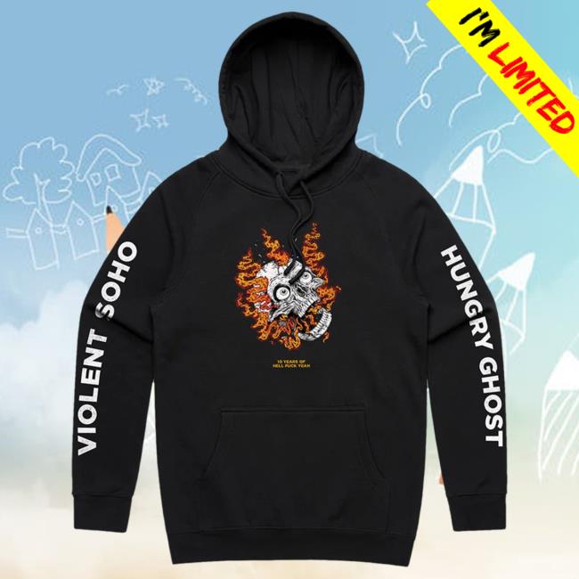Official 24Hundred Violent Soho Hungry Ghost Anniversary Popover Sweatshirt Black 24 Hundred