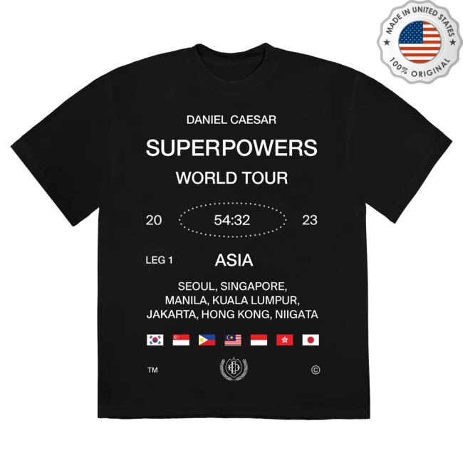 Official Daniel Caesar Merch Shop Superpowers World Tour Flag Long Sleeve Top Shirt Black DanielCaesar