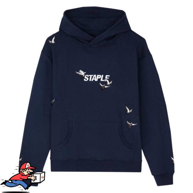 Flock Logo Hoodies Navy