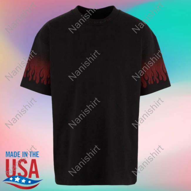 Official Vision Of Super Red Negative Flames Black T-Shirt