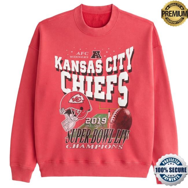 Official Abercrombie And Fitch Kansas City Chiefs Graphic Crew Neck Sweatshirt NFL by Abercrombie