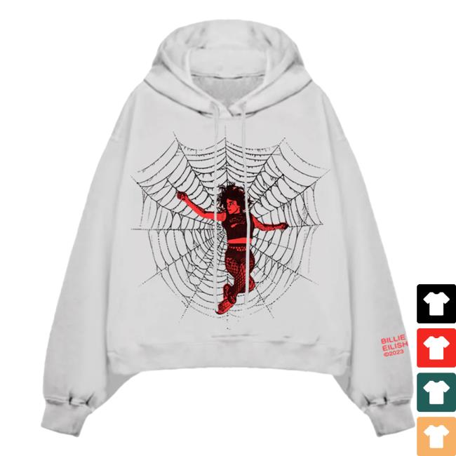 Official Interscope Records BillieEilish Merch Clothing Store Billie Eilish Spiderweb White Crew