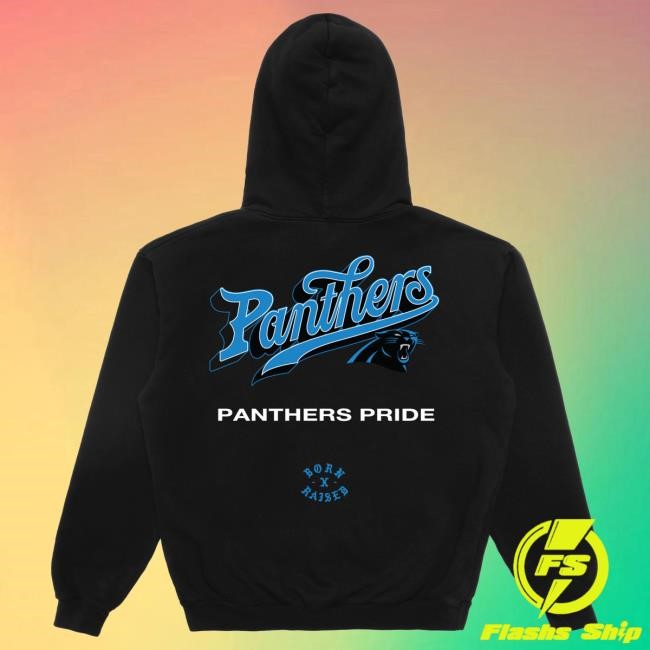 Unisex Carolina Panthers Born x Raised Black Pro Script Popover Hoodie NFL Shop Store