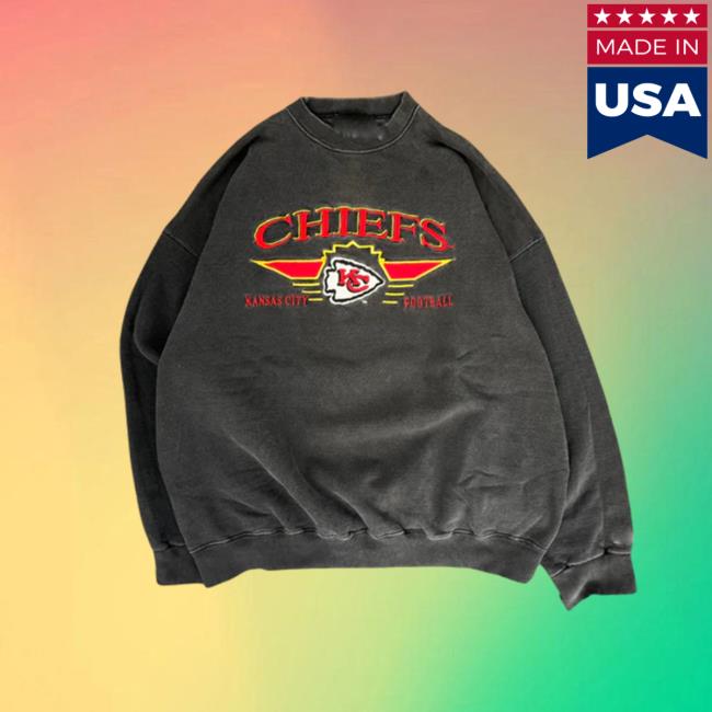 Official Kansas City Chiefs Westside Storey Vintage 90S Logo Athletic Faded Embroidered Kc Chiefs Sweatshirt Black
