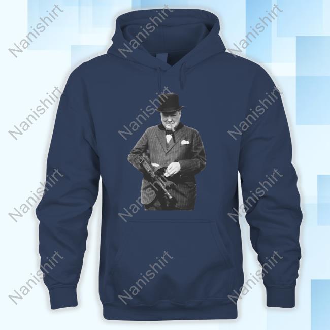 Winston Churchill With Tommy Gun Long Sleeve Tee