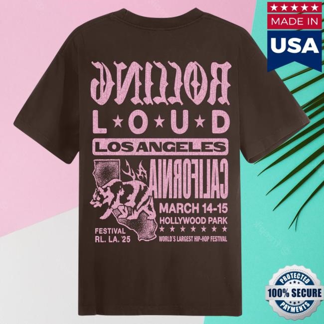 Official Rolling Loud Merch Store Shop Rolling Loud RL LA 25 Work Chocolate Lineup Hot Shirt RollingLoud