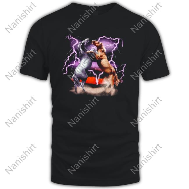 Closeup of Salem’s | 1993 Horses Thunder & Lightning Graphic Short Sleeve