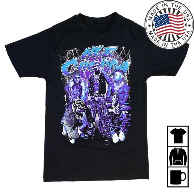 Official NLE Choppa Merch Store Shop "Lightning Bolts" Popover Shirt NLEChoppa