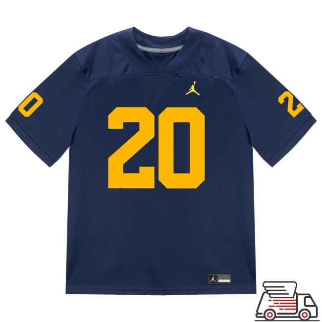 The M Den Michigan Wolverines #20 Jyaire Hill Student Athlete Blue Football Jersey Shirt