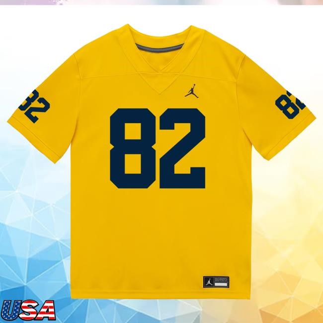 Michigan Wolverines #82 Devon Baxter Student Athlete Maize Football Jersey Tees The M Den Shop