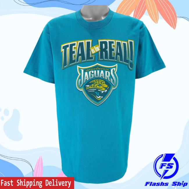 Official Vintage Club Clothing (Logo 7) - Jacksonville Jaguars Teal Is For Real Single Stitch Tees 1990S Large