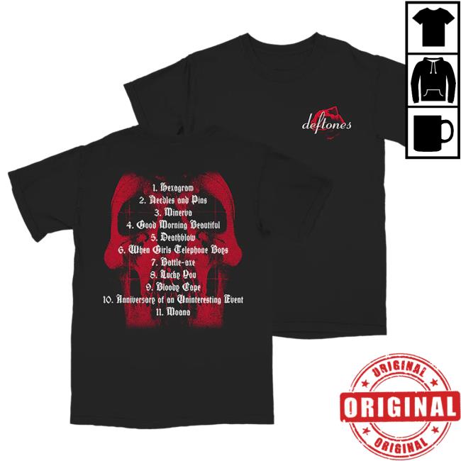 Official Deftones Merch Store Deftones Red Skull Tracklist Shirts Deftones Shop