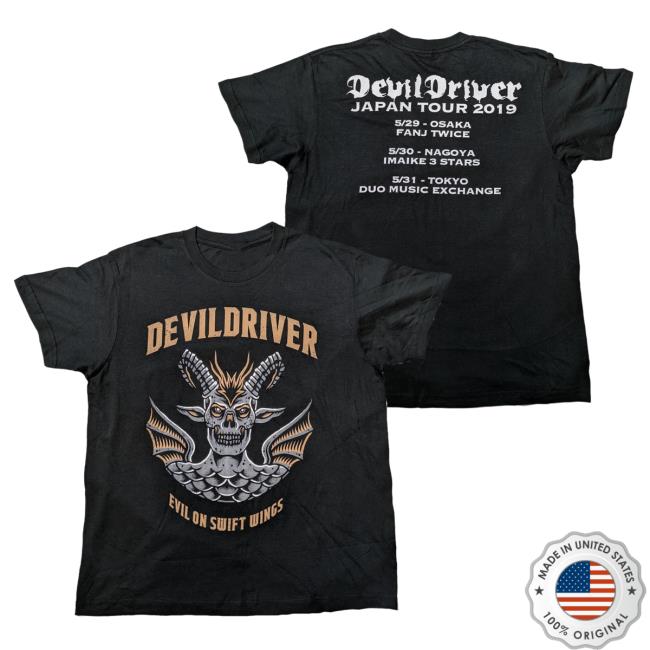 Official Night Shift Merch Store Devildriver - Evil On Swift Wings Japan Tour Tees NightShiftMerch