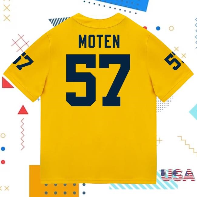 Michigan Wolverines #57 Travis Moten Student Athlete Maize Football Jersey Tshirt The M Den Shop