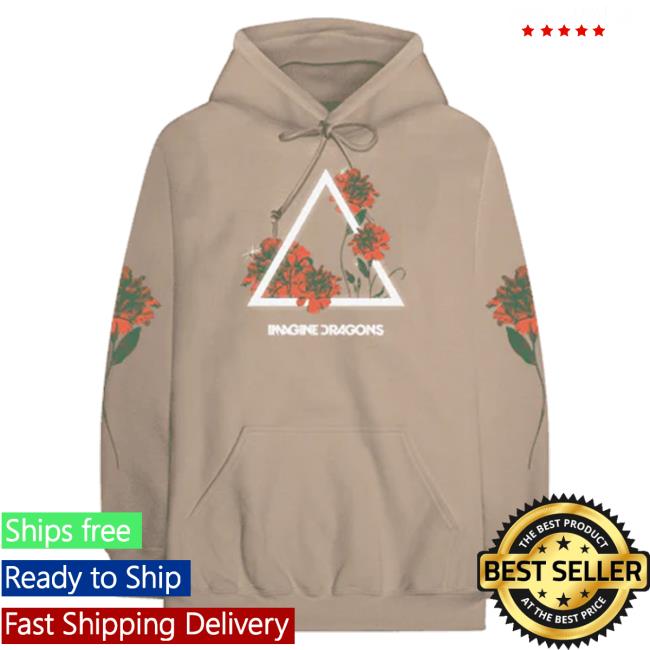Official Interscope Records Imagine Dragons Merch Store Imagine Dragons Floral Logo Tan Crewneck Sweatshirt Imagine Dragons Apparel Clothing Shop