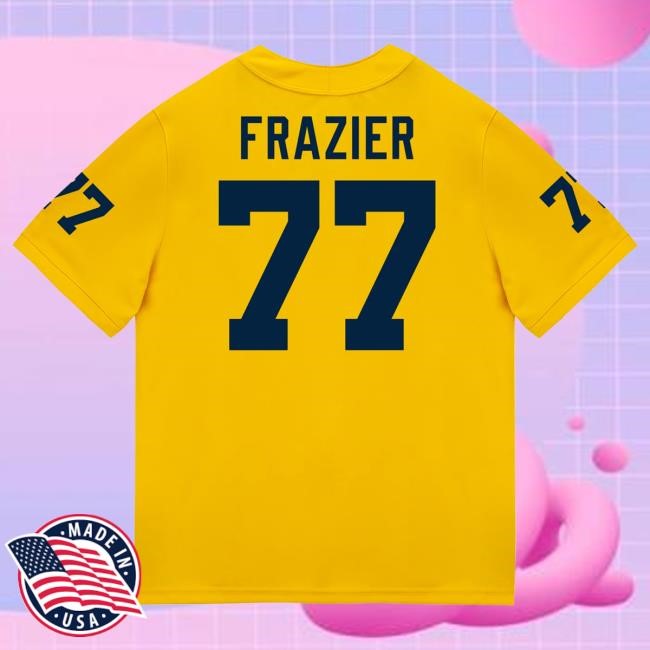 Michigan Wolverines #77 Blake Frazier Student Athlete Maize Football Jersey Tee The M Den Shop Official
