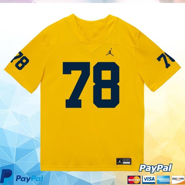 Official The M Den Michigan Wolverines #78 Lawrence Hattar Student Athlete Maize Football Jersey T Shirt