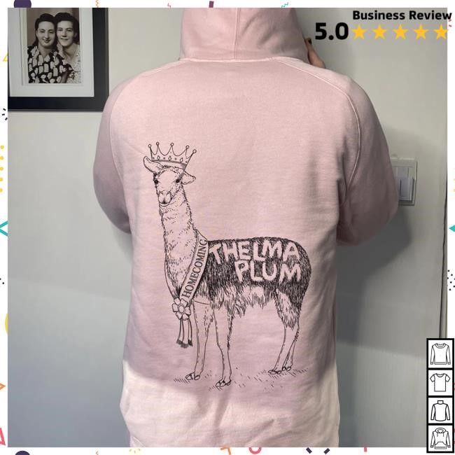 Official Thelma Plum Merch Store Thelma Plum Pretty in Pink Homecoming Llama Popover Hoodie