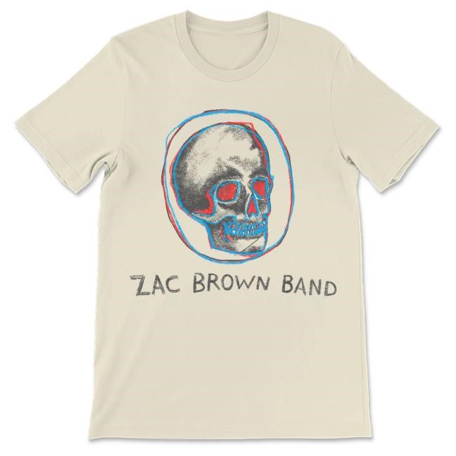 Official Zac Brown Red and Blue Skull T Shirt