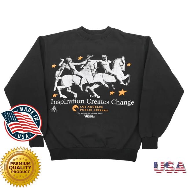 Inspiration Creates Change Off-Black Fleece Crewneck By Online Ceramics Heritage