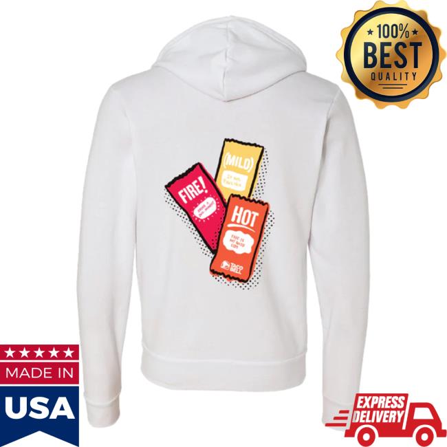 Official Taco Bell Apparel Clothing Store Shop Taco Bell Sauce Packet Trio Zip-Up Pullover Hoodie Tacobell Merch