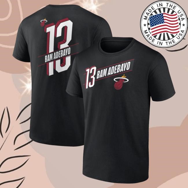 Miami Heat Bam Adebayo NBA Basketball Full-Court Press Tee NBA Basketball Full-Court Press Bam Adebayo Miami Heat Print