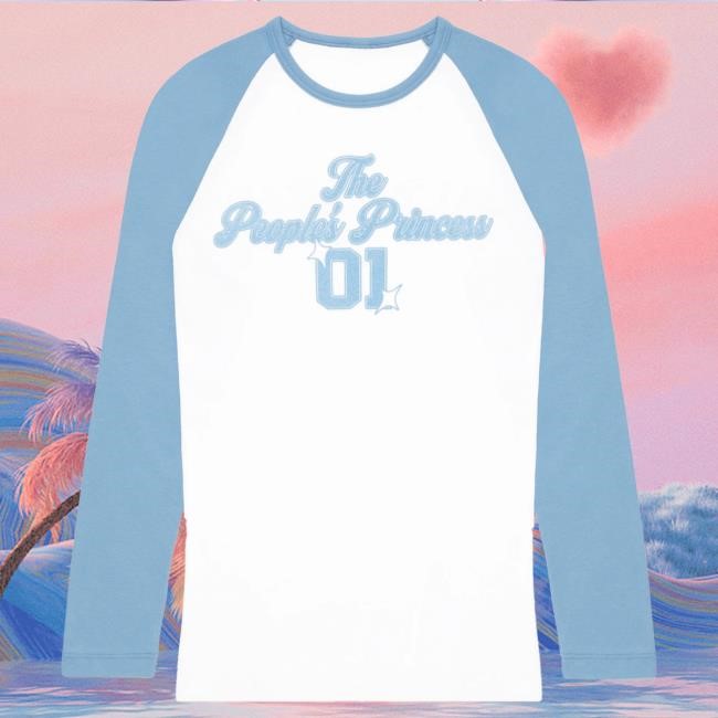 Official Leah Kateb Merch Store Leah Kateb People's Princess Long Sleeve T Shirt Raglan (Baby Blue / White) LeahKateb