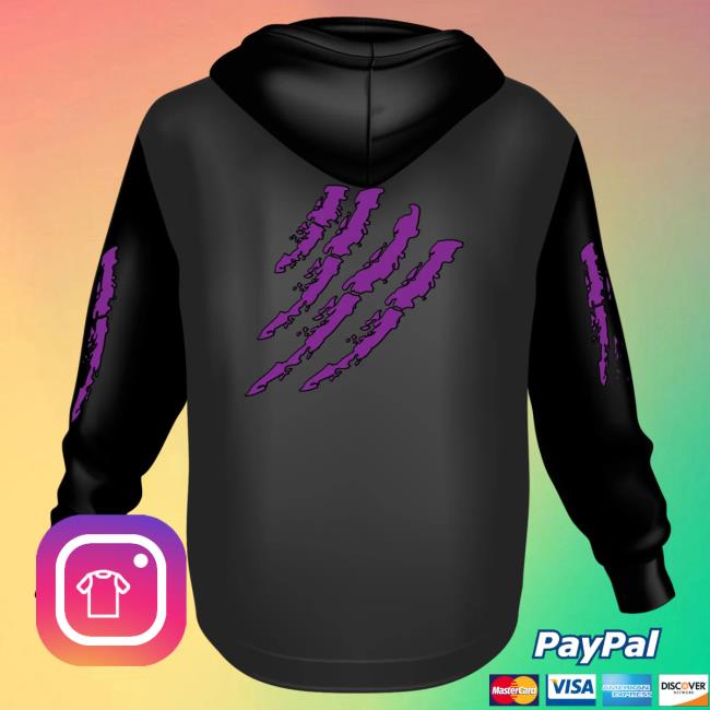 Official 6ix9ine Merch Store Tekashi 6Ix9ine Black Popover Sweatshirt Tata Claw Purple Official 6ix9ine Merch Store Tekashi 6Ix9ine Black Crewneck Tata Claw Purple
