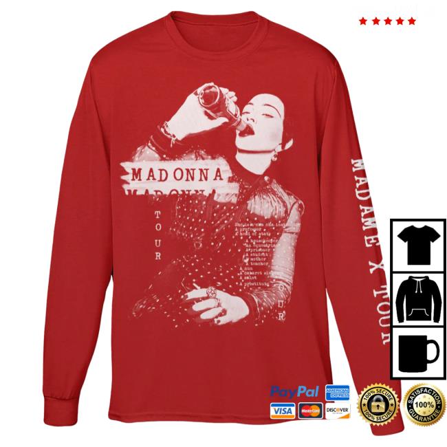 Official Madonna Merch Store Madame X Red L/S T Shirt Madonna Apparel Clothing Shop