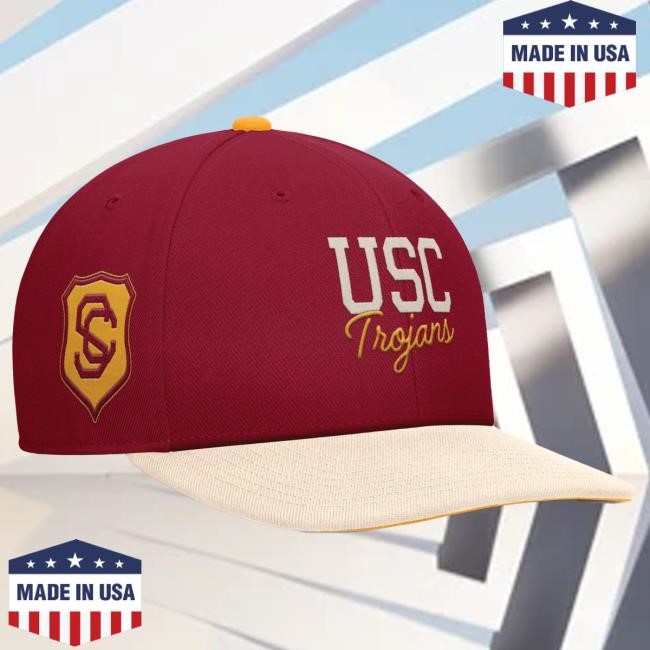 USC Trojans Cardinal and Natural Futura Legacy Pro Flatbrim Snapback Cap USC Bookstores Officical