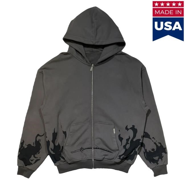 Flame Pillar Zip Hoodies Shihiko