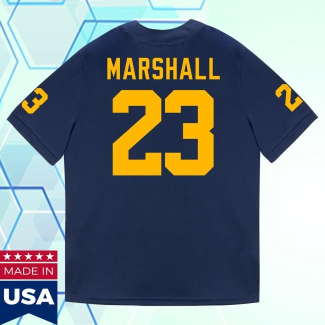 The M Den Michigan Wolverines #23 Jordan Marshall Student Athlete Blue Football Jersey Tees
