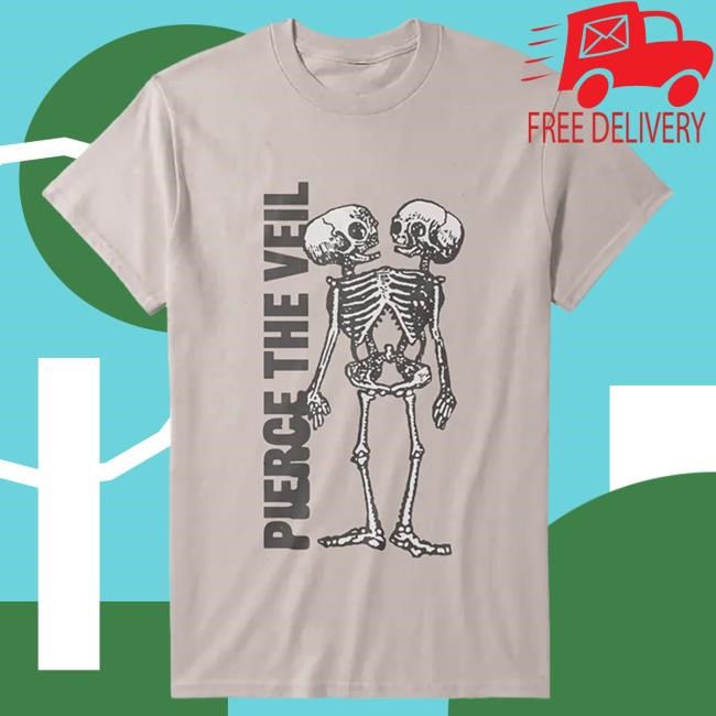 Official Pierce The Veil Merch Store Tan Conjoined Skeleton Shirt New Pierce The Veil Clothing Shop Ptv Merch
