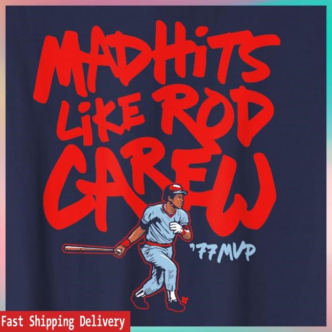 Officially Licensed Rod Carew - Mad Hits Like Rod Carew New T-Shirt