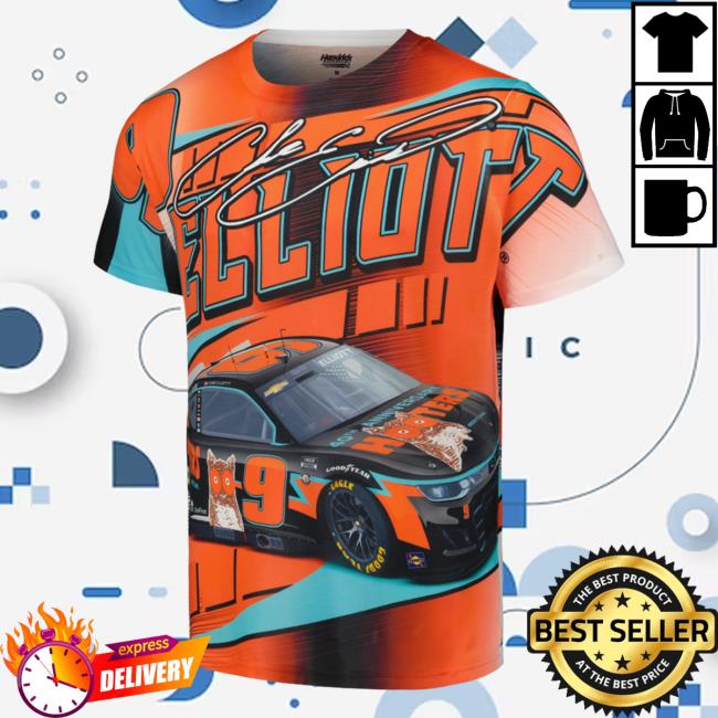 Official Nascar Store Merch Shop Chase Elliott Hendrick Motorsports Team Collection Orange Hooters Accelerator Total Print Sweatshirts