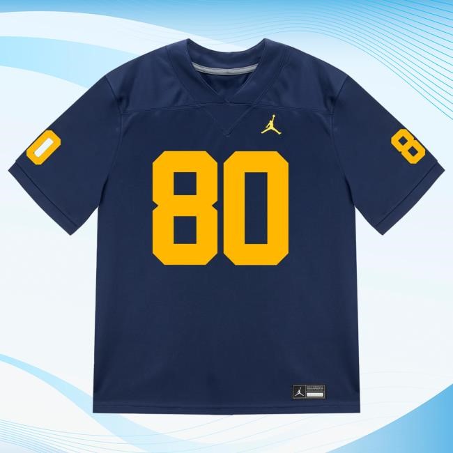 The M Den Michigan Wolverines #80 Hogan Hansen Student Athlete Blue Football Jersey Tshirt