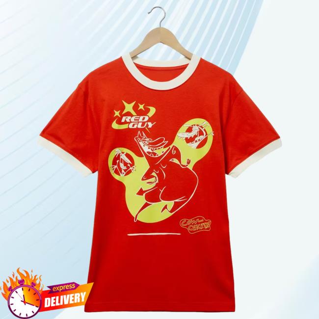 Official Box Lunch Merch Store BoxLunch x Cartoon Network Cow And Chicken Red Guy Tonal Portrait Ringer Popover Shirt Box lunch Clothing Shop