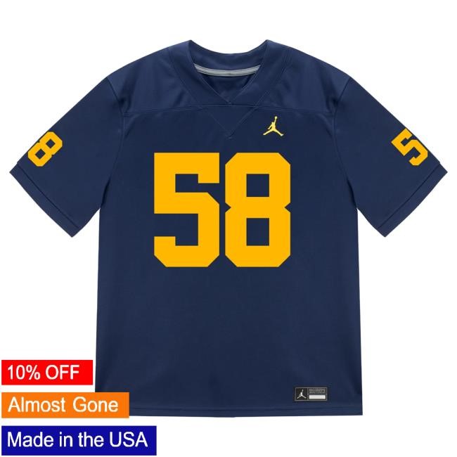 The M Den Michigan Wolverines #58 Giovanni El-Hadi Student Athlete Blue Football Jersey Tees