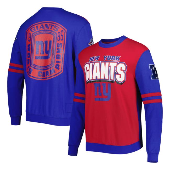 Official New York Giants Mitchell & Ness Red 3D All Over Print 2.0 T-Shirt