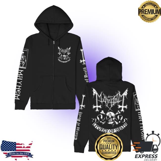 Official Mayhem Band Omega Skull Zip Up Popover Hoodie (Black)