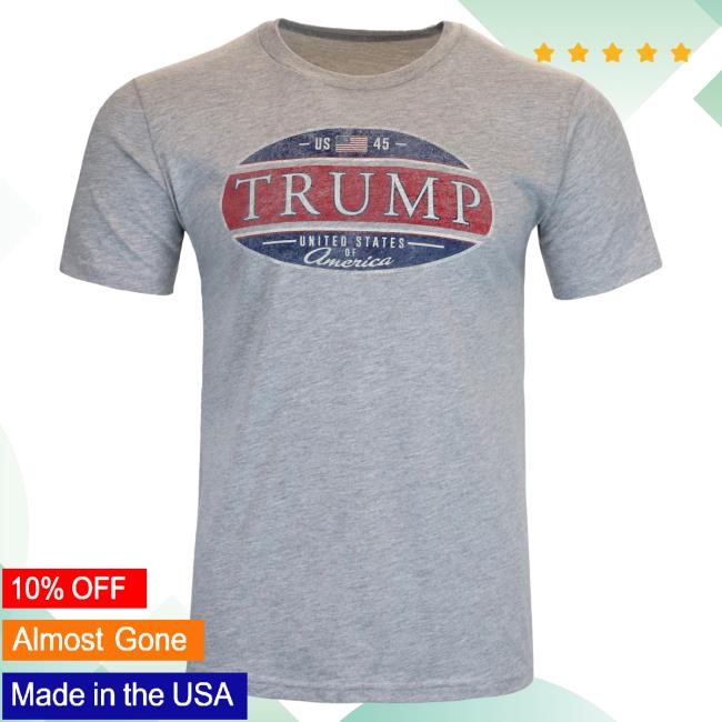 Official Donald Trump Merch Store Trump Stamp Popover Shirt – Grey Donald Trump Apparel Clothing Shop DonaldTrump