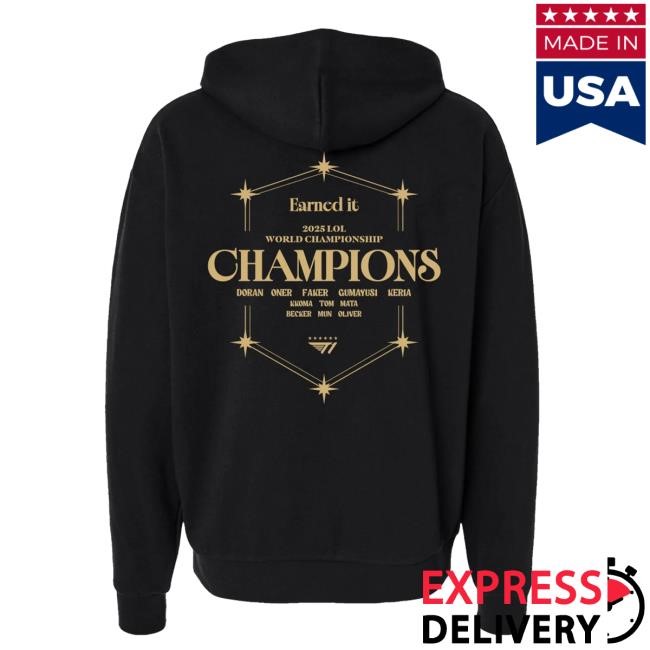 Official T1 Shop Store T1 2025 World Champions V6 Popover Hoodie - Black T1 Merch