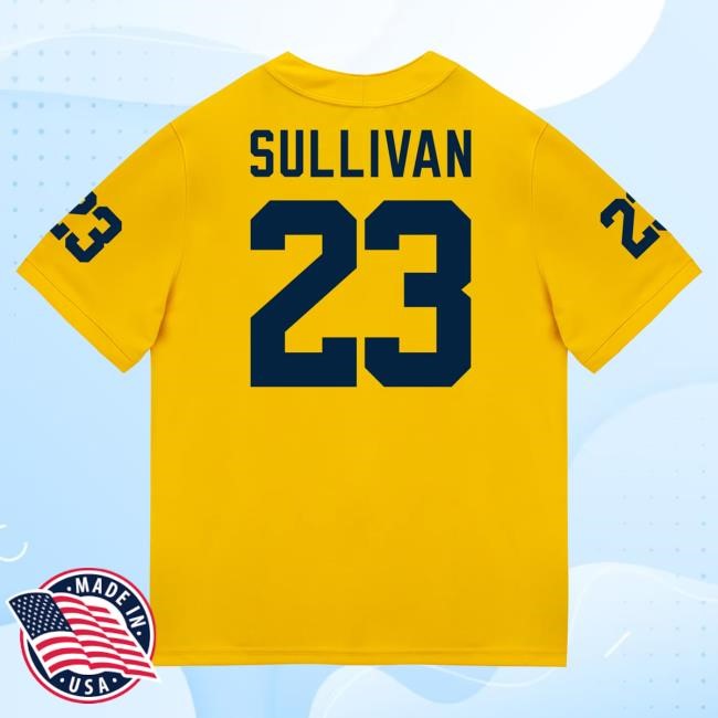 The M Den Michigan Wolverines #23 Cole Sullivan Student Athlete Maize Football Jersey Shirt